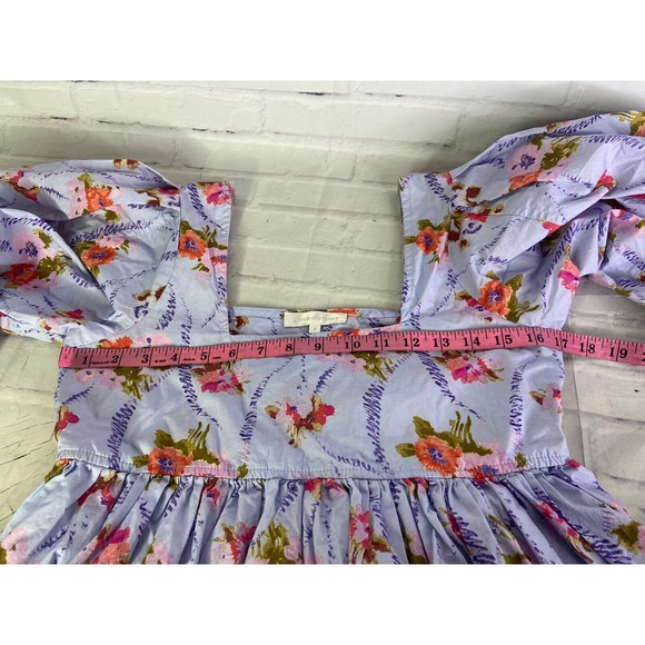 Love Shack Fancy Eaton Floral Puff Sleeve Mini Dress Lavender Moon Womens Size 2 - Picture 10 of 14